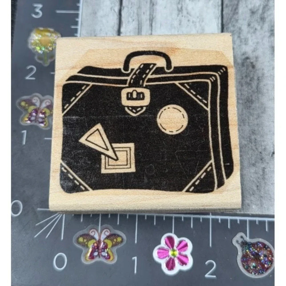 Stampin' Up! Luggage Suitcase Briefcase Silhouette Rubber Stamp Wood #B78